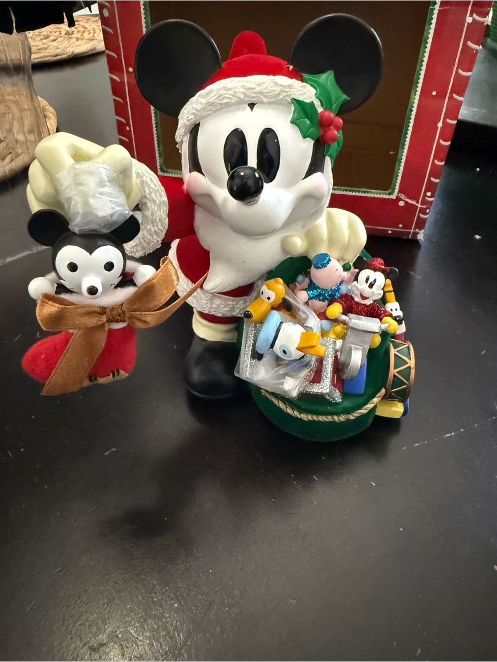 Disney Store Mickey Mouse Santa Figure Toy Sack